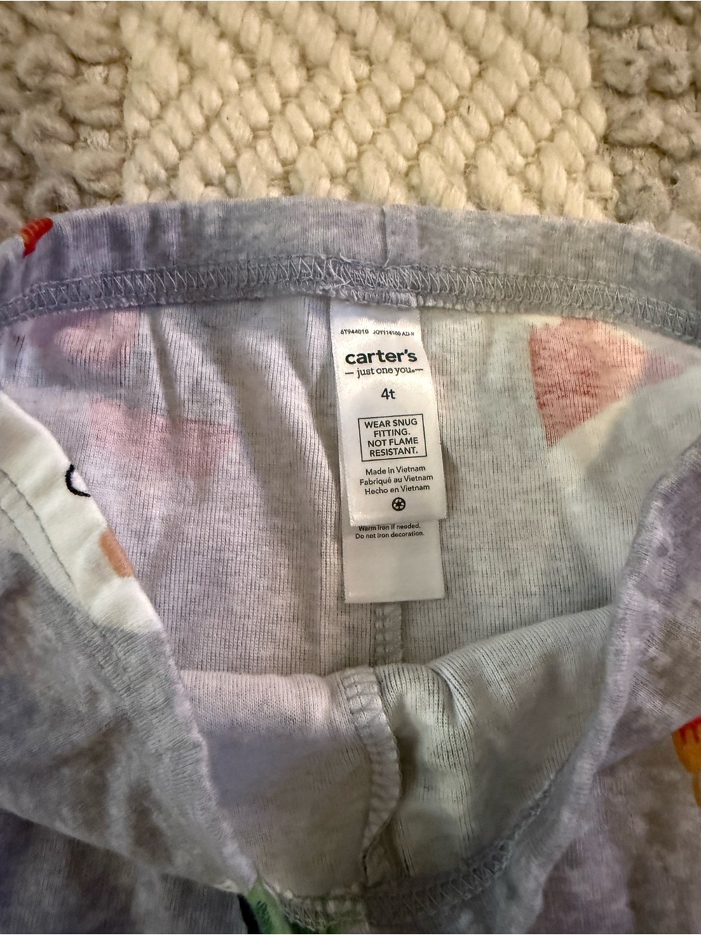 Carter's Gray Holiday Print pajama bottoms Santa, Penguin, Train & Candy Cane 4T - Picture 3 of 6